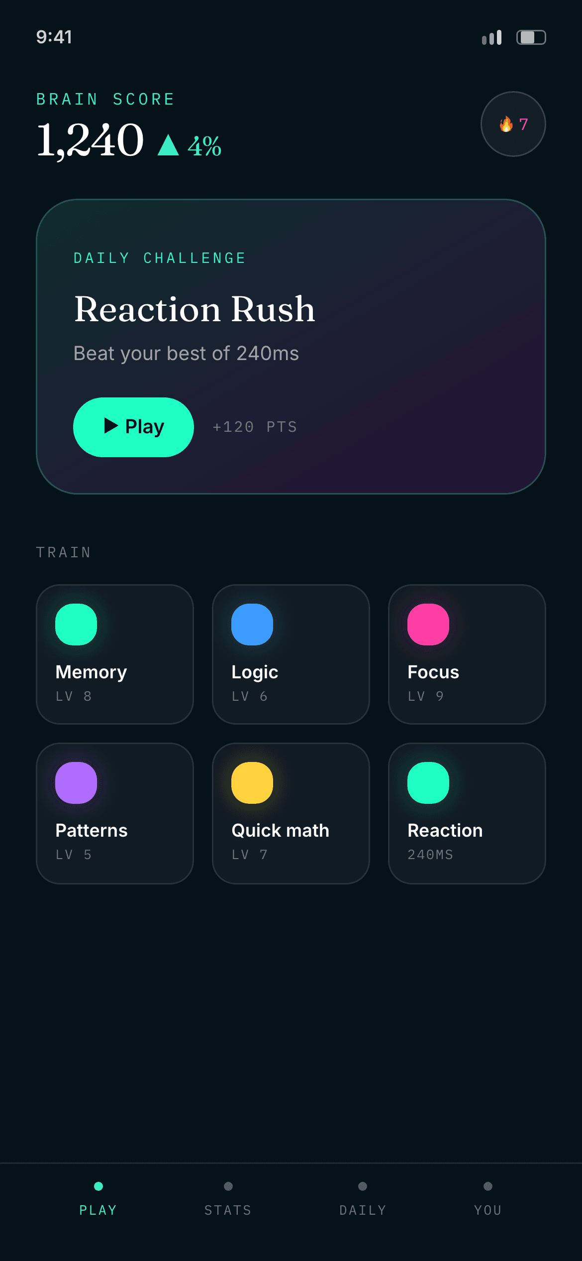 MindArcade app screen